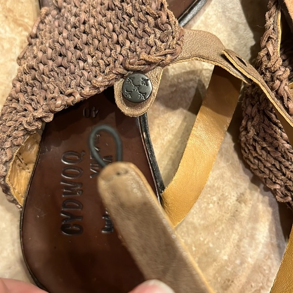 Cydwoq toe ring ankle strap taupe gray Brown woven Leather Sandals - Picture 14 of 14